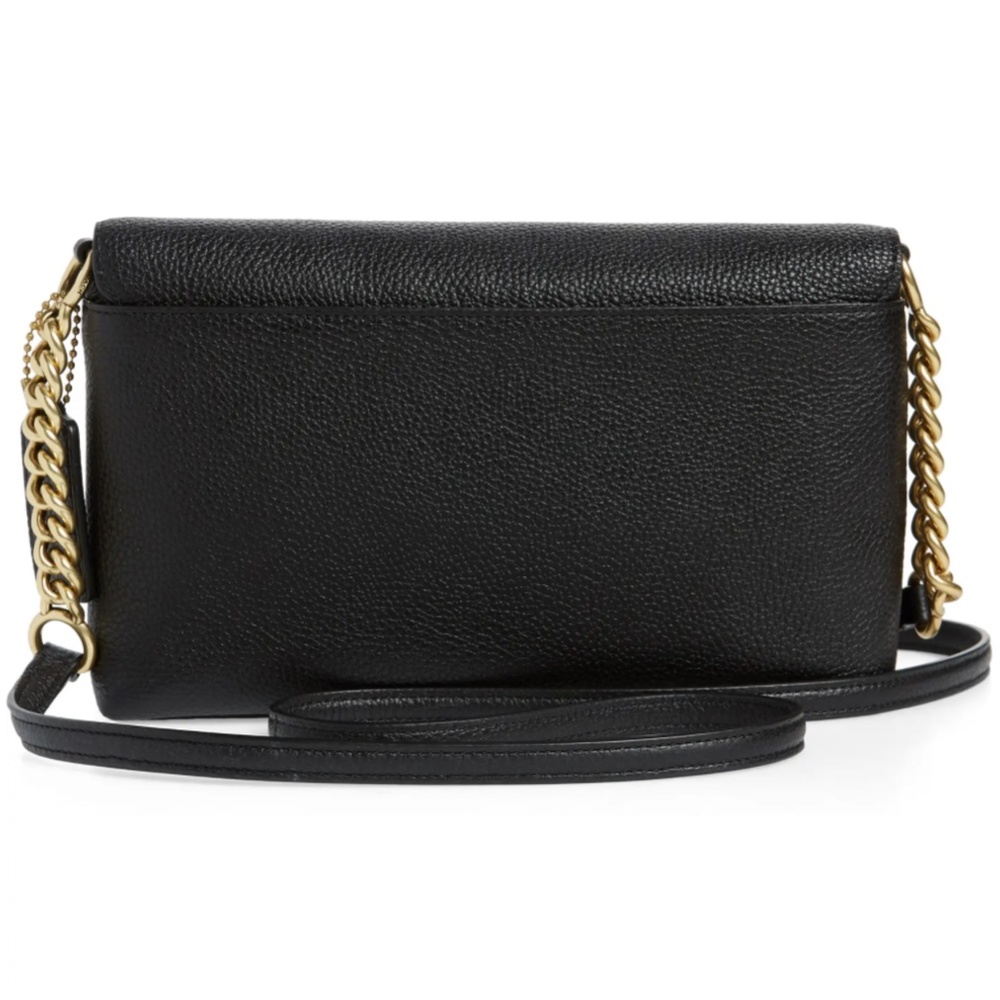 Coach Black Pebbled Leather Turnlock Crossbody Bag with Gold Hardware - Picture 3 of 14